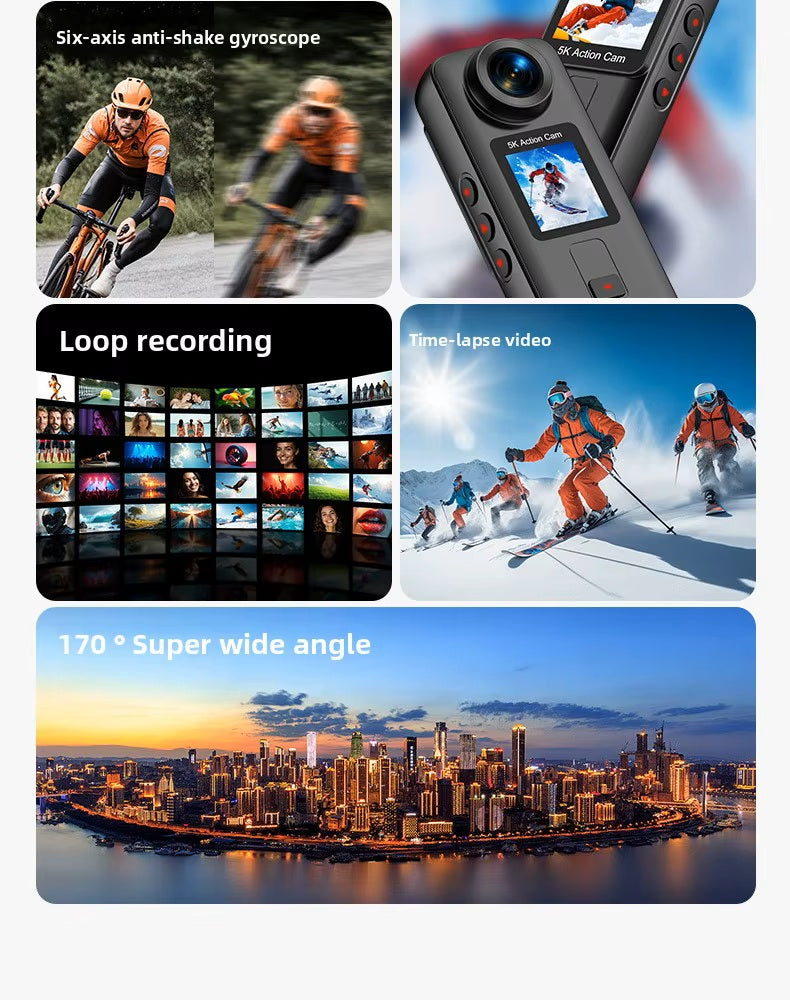 Cubonic 5K G Pro Mark II Dual Display 24MP Action 2" Touchscreen Handheld Camera | 6-Axis Anti-Shake, 170° Wide Angle, Loop Recording, Time-Lapse Video, Remote Control, 1350MaH Dual battery Included
