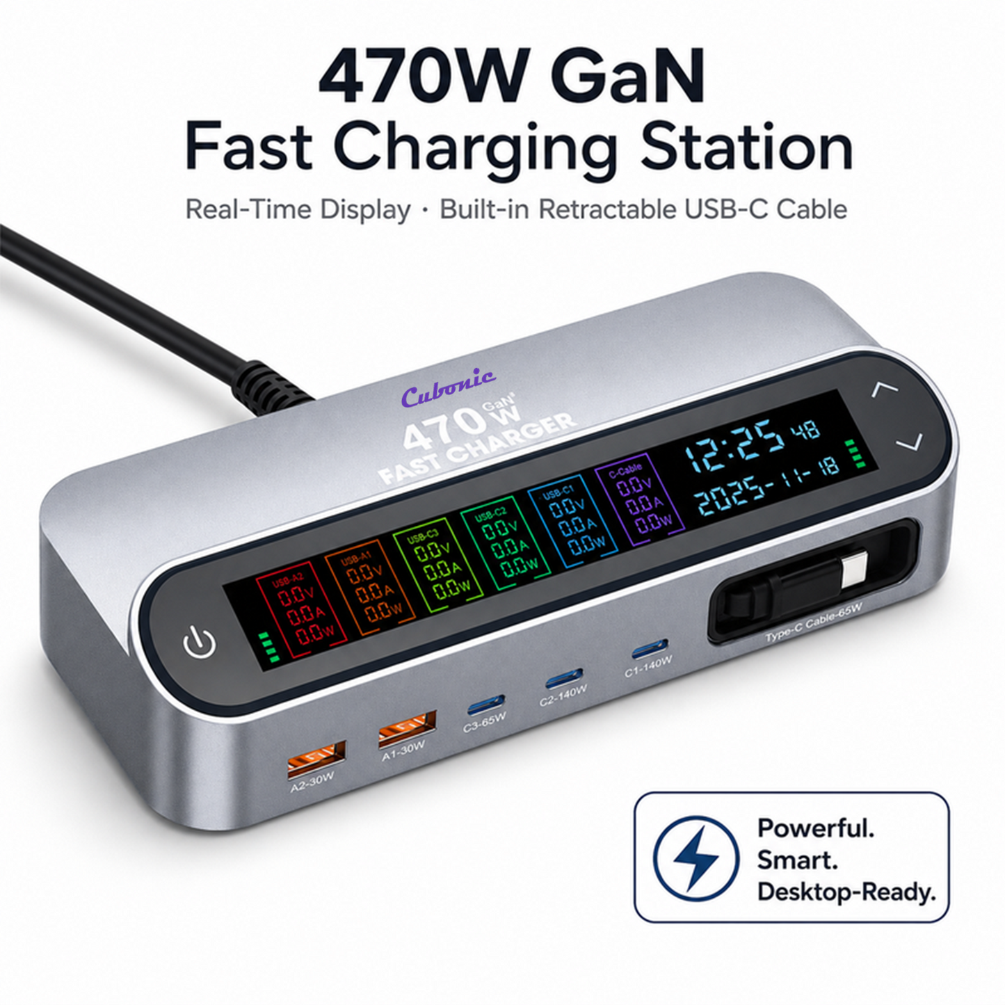 CUBONIC 470W GaN Fast Charging Station –  Multi Device Charging Hub