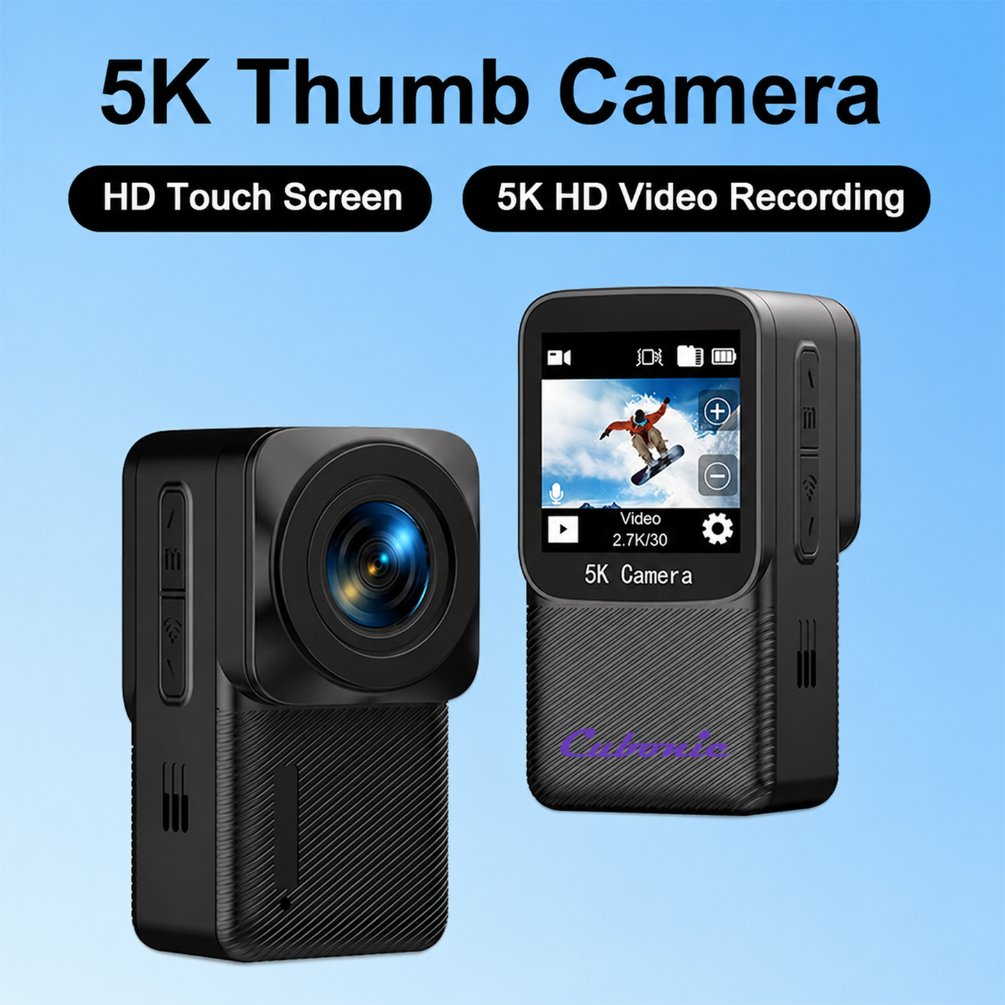 Cubonic MicroX Polaris  5K 30FPS | 20MP Photos | 1.3" IPS Touch Display | WiFi App Control | Waterproof | EIS | 170° Wide Angle Sports & Action Camera
