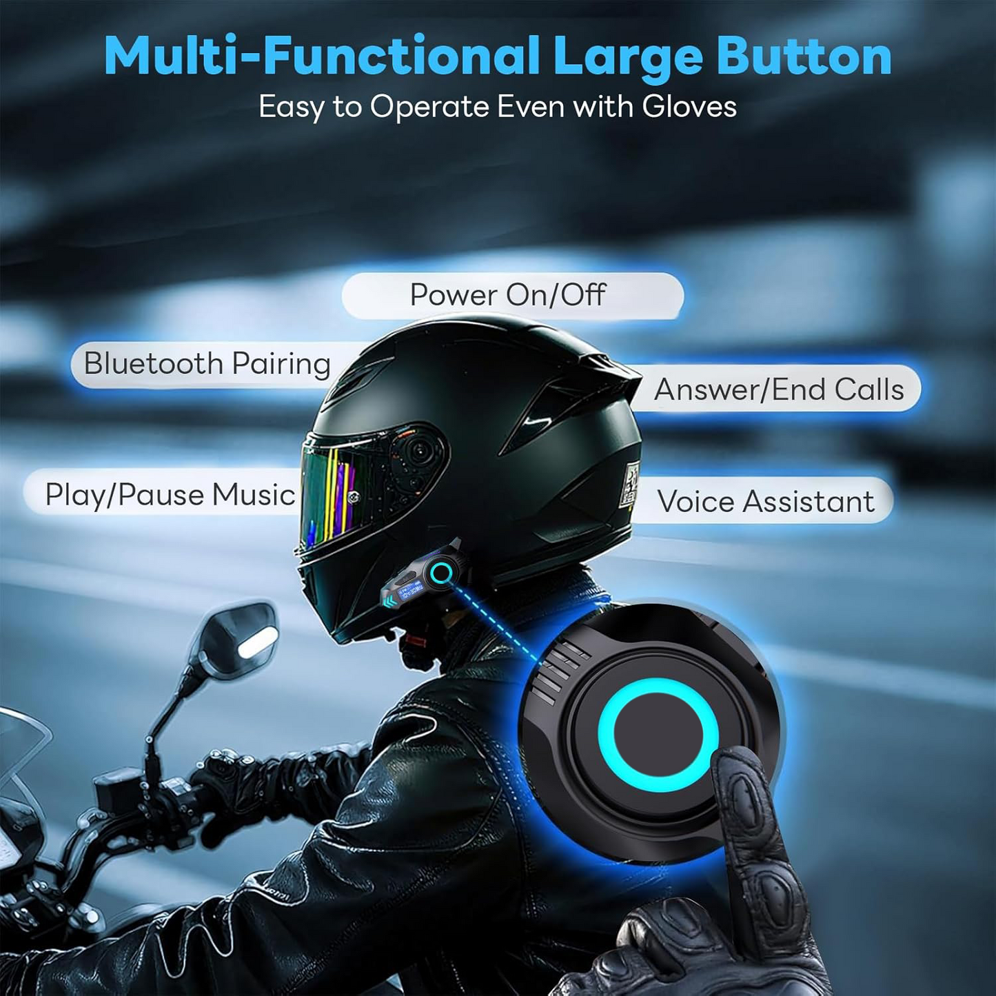 Cubonic RideSync K09 Motorcycle Bluetooth Helmet Headset with 500M Intercom, Bluetooth Calling, Music Sharing, FM Radio, HD Display, ENC Noise Reduction & IPX8 Waterproof