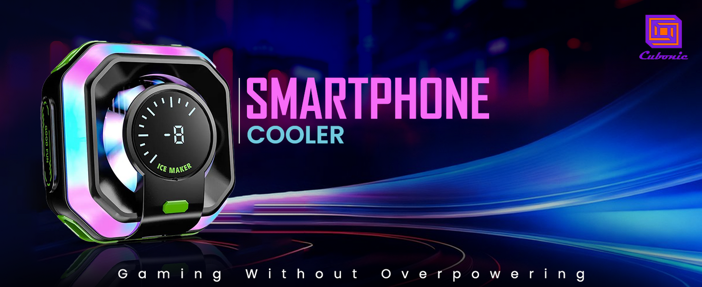 Cubonic Frostrix Ice Making Mobile Cooler  Instant Frost Semiconductor Gaming Phone Cooler with AI Smart Mode, Digital Temperature Display, RGB Lighting, Magnetic & Clip Mount, Type-C Powered