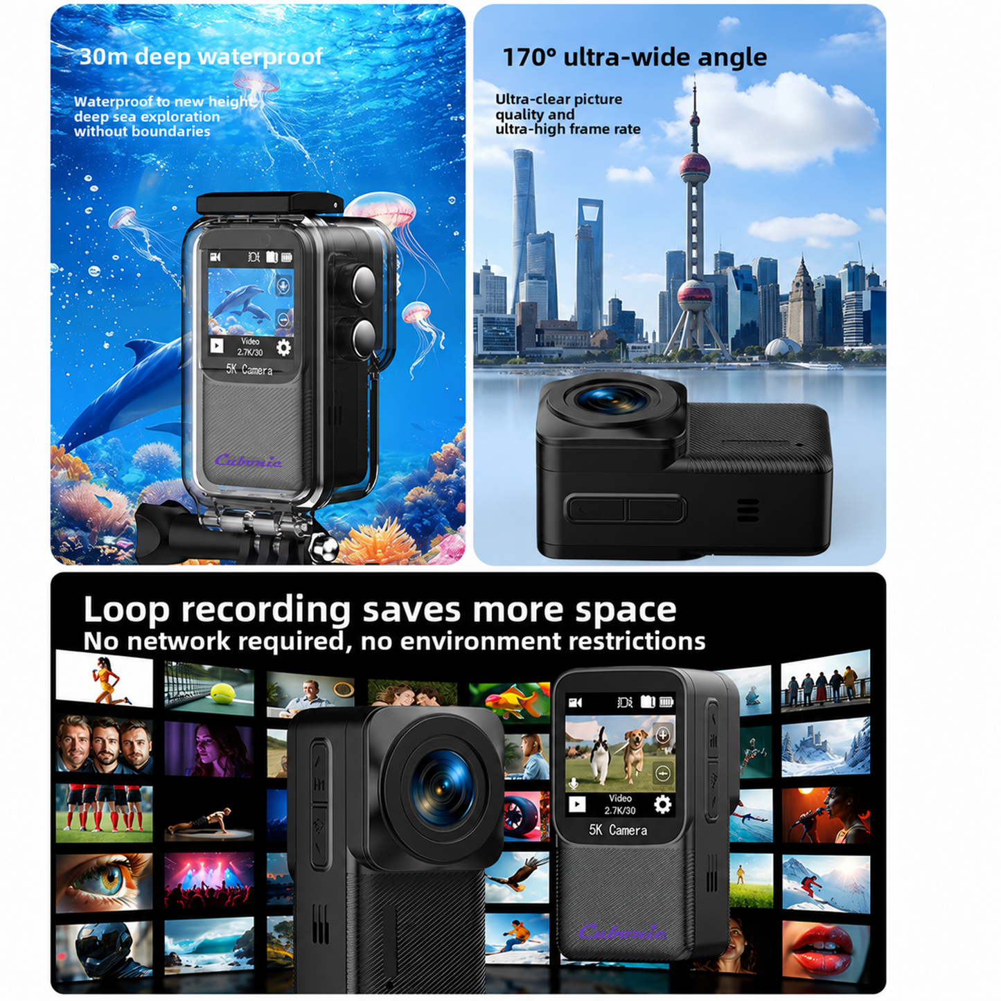 Cubonic MicroX Polaris  5K 30FPS | 20MP Photos | 1.3" IPS Touch Display | WiFi App Control | Waterproof | EIS | 170° Wide Angle Sports & Action Camera