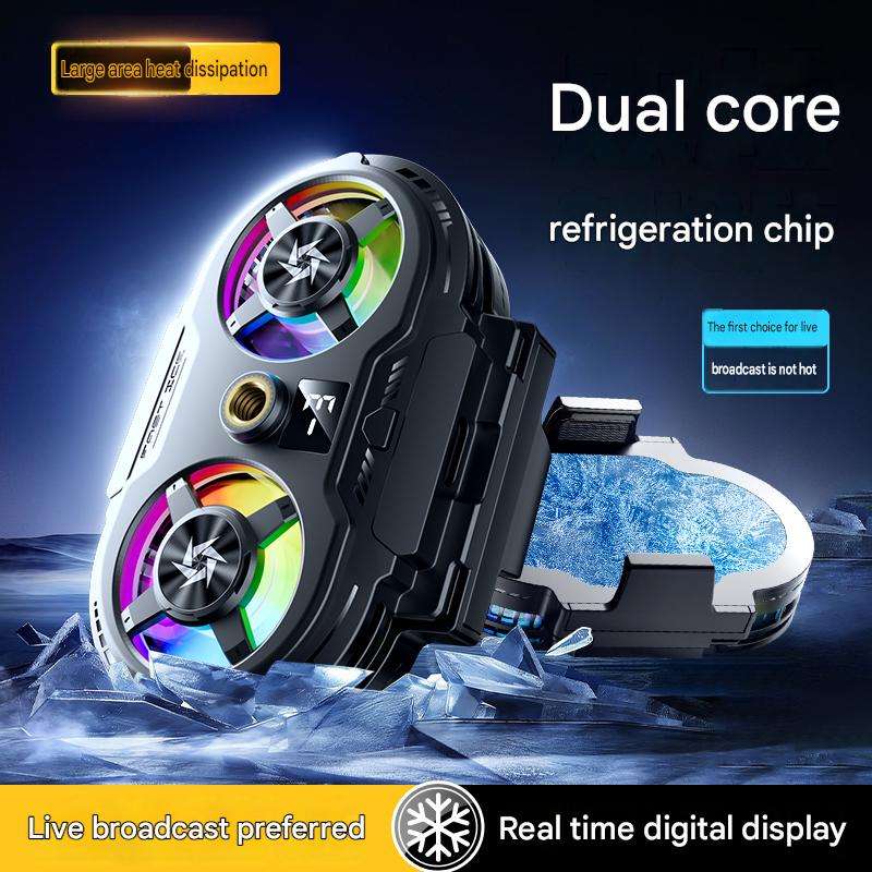 Dual-Core Semiconductor Mobile Phone Cooler with 360° Rotating Clip & Digital Temperature Display