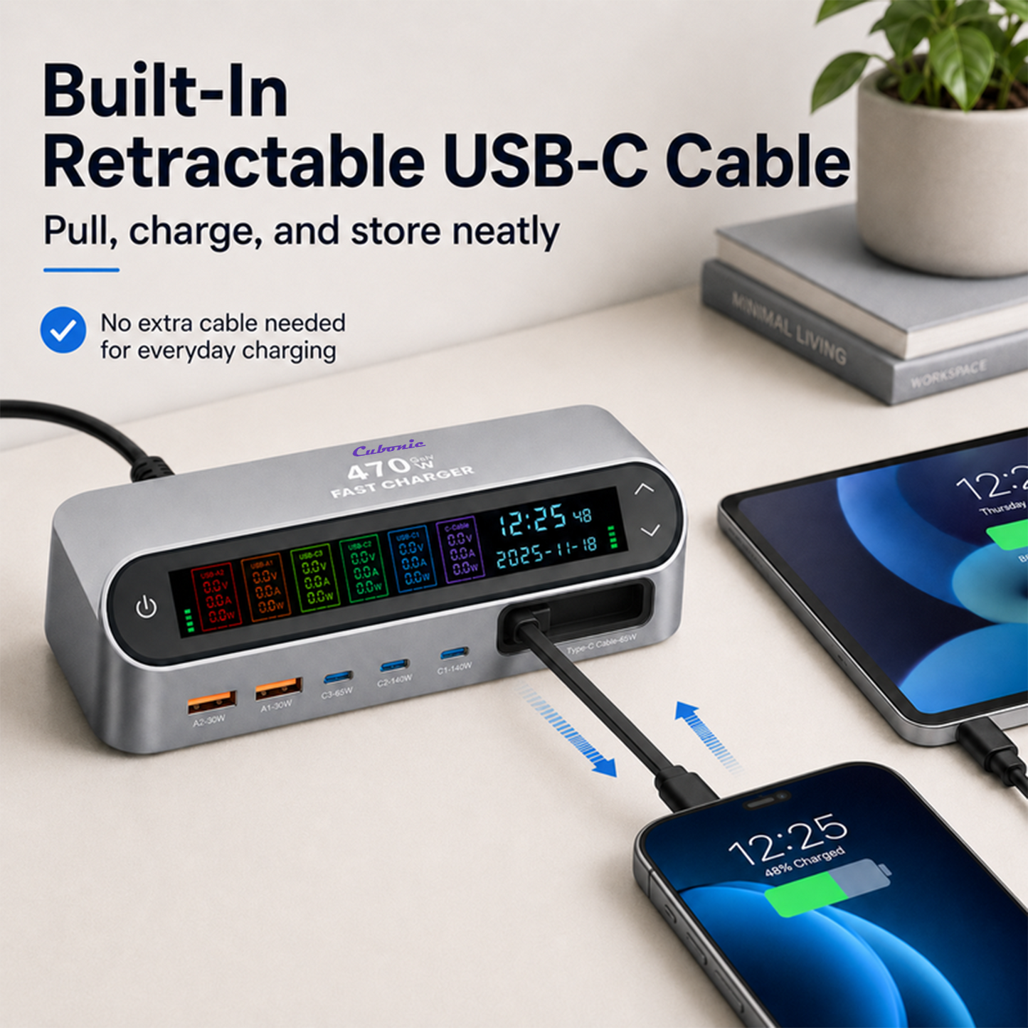 CUBONIC 470W GaN Fast Charging Station –  Multi Device Charging Hub