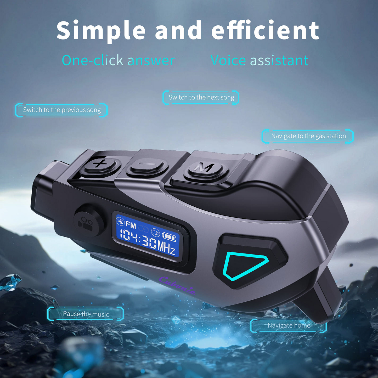 Cubonic RideCord K10 Bluetooth Helmet Headset with 1080p Real Time App Control Camera