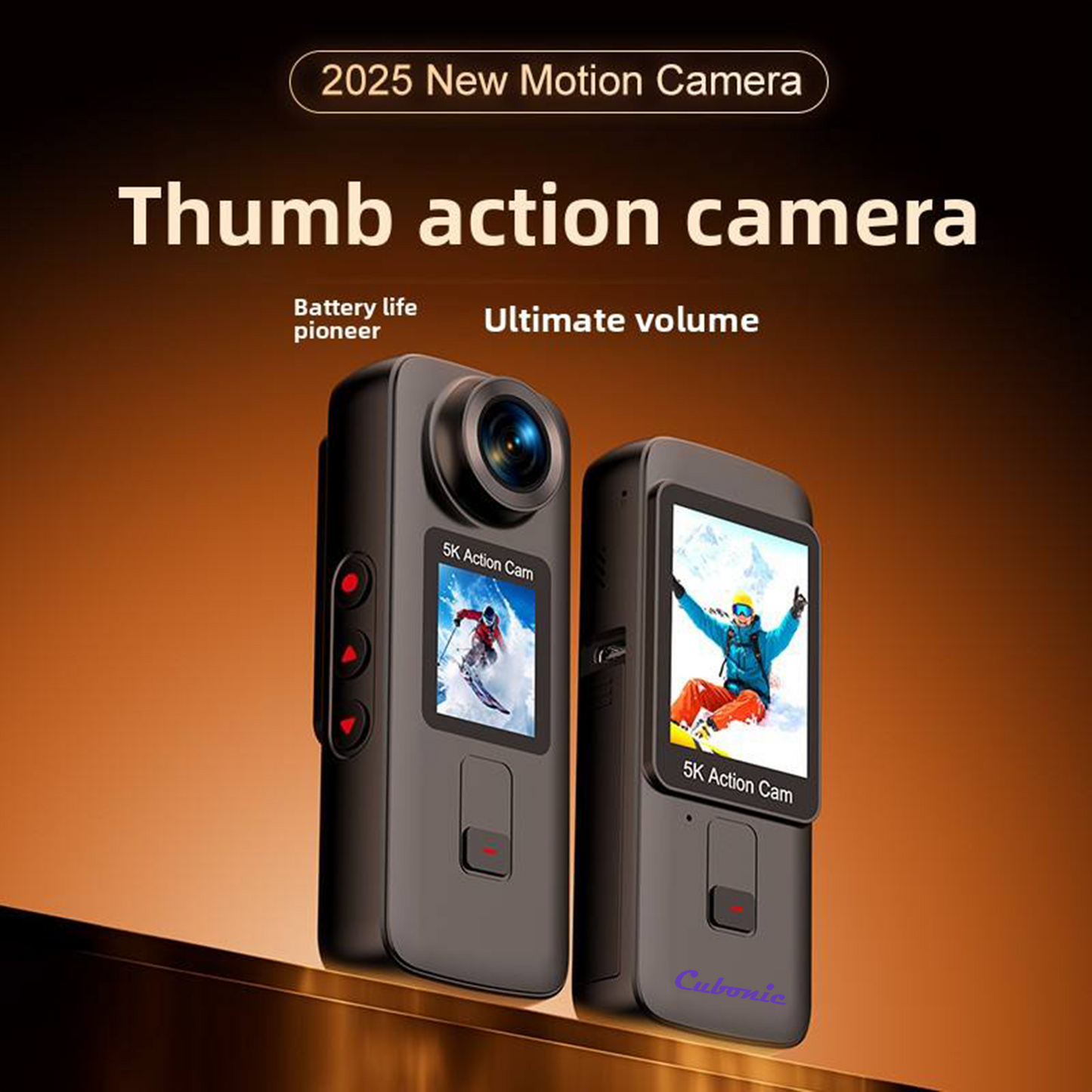 Cubonic 5K G Pro Mark II Dual Display 24MP Action 2" Touchscreen Handheld Camera | 6-Axis Anti-Shake, 170° Wide Angle, Loop Recording, Time-Lapse Video, Remote Control, 1350MaH Dual battery Included