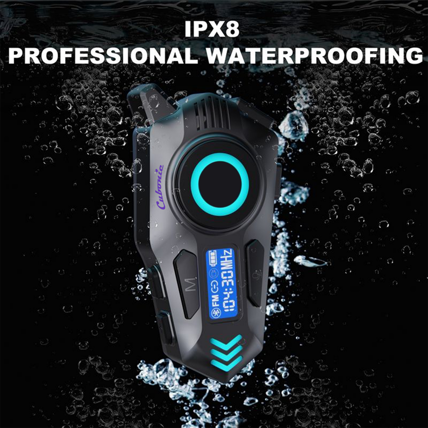 Cubonic RideSync K09 Motorcycle Bluetooth Helmet Headset with 500M Intercom, Bluetooth Calling, Music Sharing, FM Radio, HD Display, ENC Noise Reduction & IPX8 Waterproof