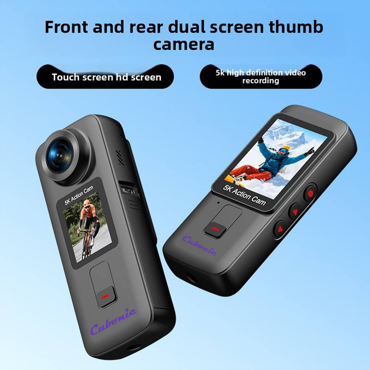 Cubonic 5K G Pro Mark II Dual Display 24MP Action 2" Touchscreen Handheld Camera | 6-Axis Anti-Shake, 170° Wide Angle, Loop Recording, Time-Lapse Video, Remote Control, 1350MaH Dual battery Included