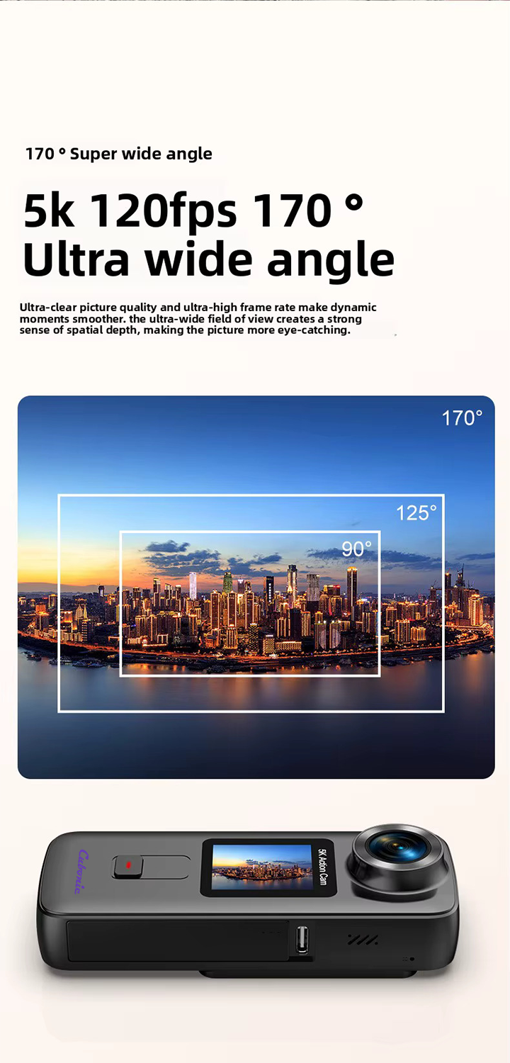 Cubonic 5K G Pro Mark II Dual Display 24MP Action 2" Touchscreen Handheld Camera | 6-Axis Anti-Shake, 170° Wide Angle, Loop Recording, Time-Lapse Video, Remote Control, 1350MaH Dual battery Included