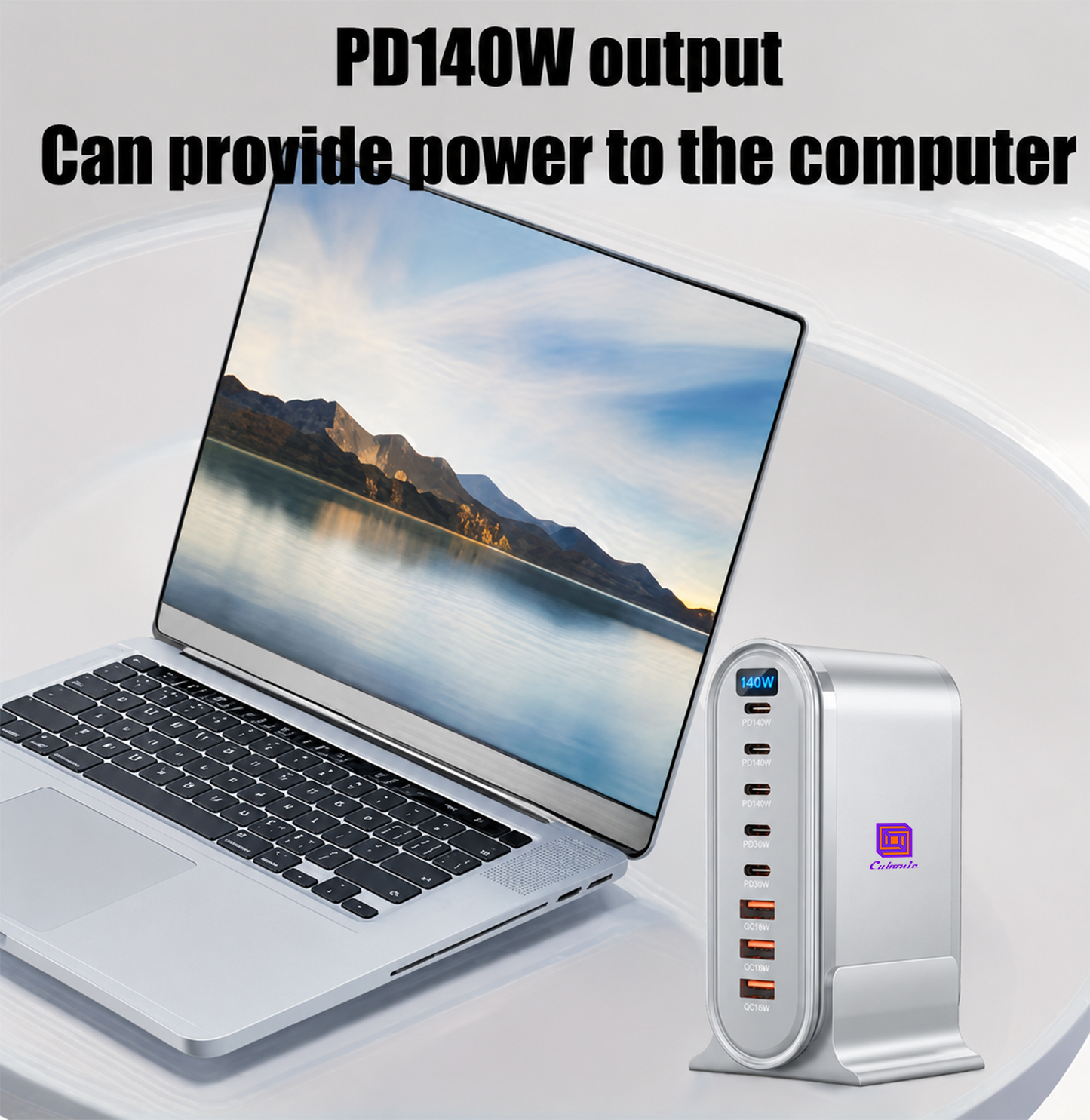 CUBONIC 600W GaN Charging Station, 8-Port Dockw/ 5USB-C & 3USB-A Desktop Charger with Digital Display and Desk Stand, Multiport Charging Hub for Home, Office, Workstation & Travel
