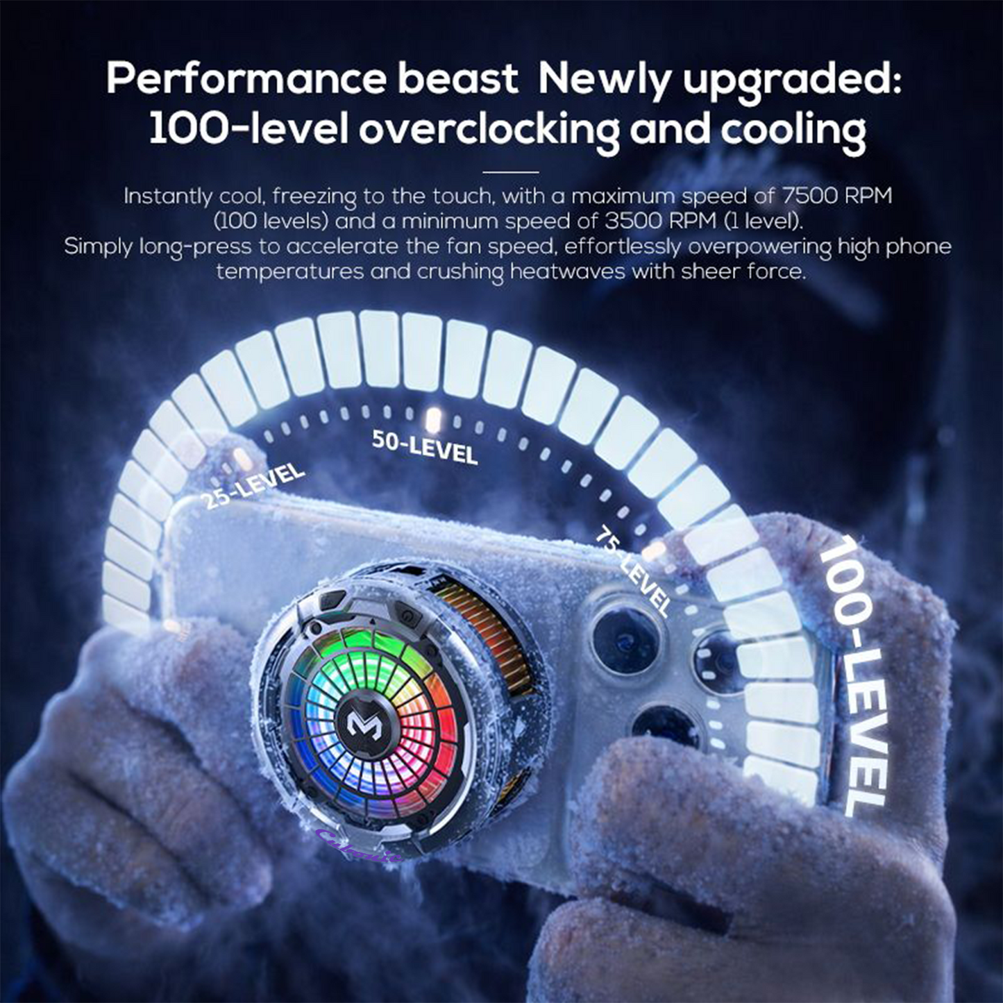 Cubonic CX26 Magnetic Phone Cooler – 30W Semiconductor RGB Cooling Fan with AI Temperature Control for iPhone & Android