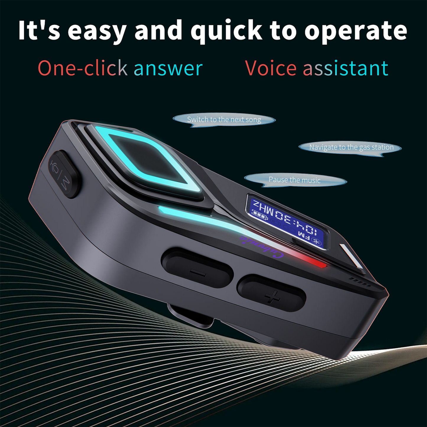 Cubonic RideVibe K08 Wireless Bluetooth Helmet Headset with FM Radio, BT Calling, Hi-Fi Stereo Sound, Noise Reduction, RGB Light, LED Display & Flashlight for Motorcycle Helmets