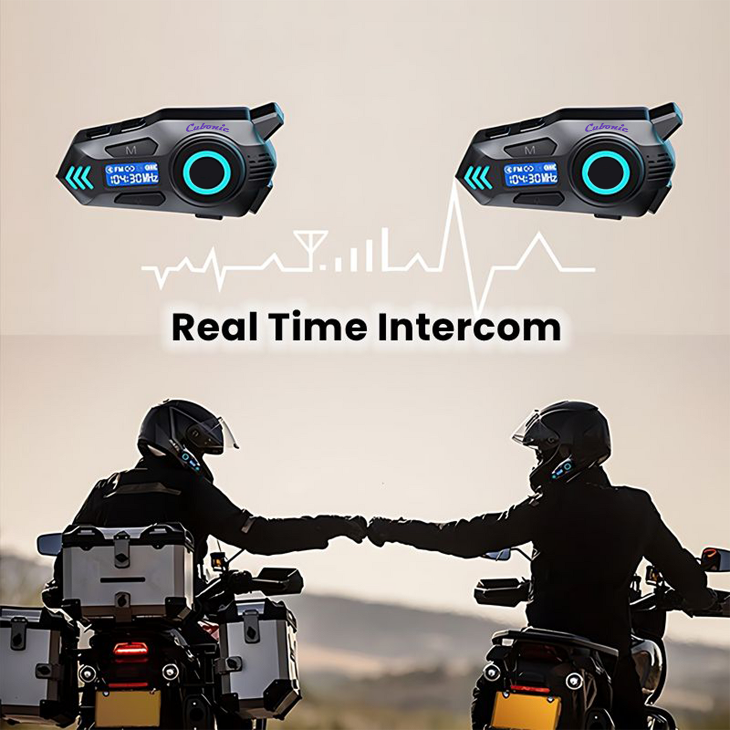 Cubonic RideSync K09 Motorcycle Bluetooth Helmet Headset with 500M Intercom, Bluetooth Calling, Music Sharing, FM Radio, HD Display, ENC Noise Reduction & IPX8 Waterproof