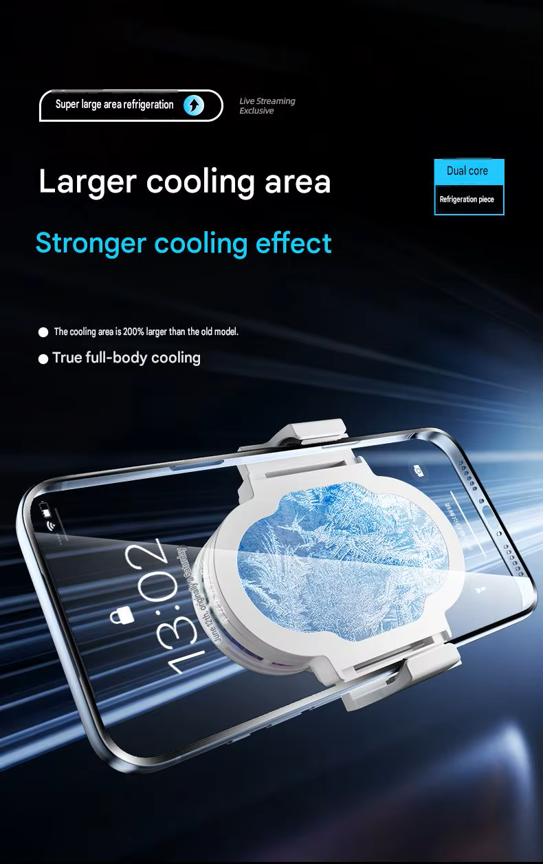 Dual-Core Semiconductor Mobile Phone Cooler with 360° Rotating Clip & Digital Temperature Display
