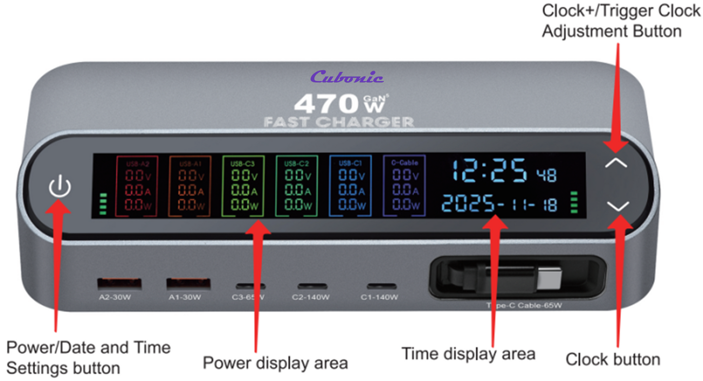 CUBONIC 470W GaN Fast Charging Station –  Multi Device Charging Hub