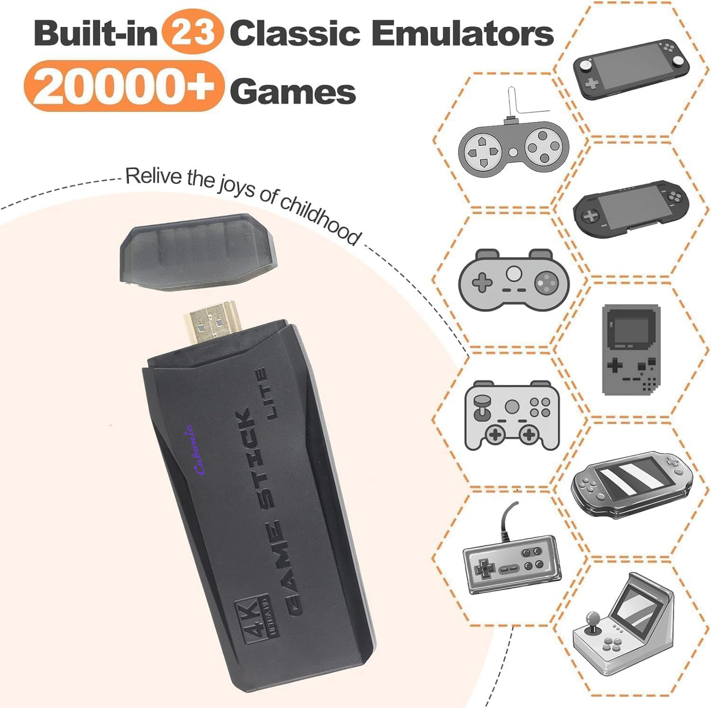 GameStorm M8 GameStick Lite|HDMI Output| 21 Emulator| 64GB MicroSD Ready
