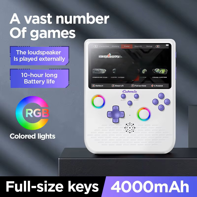 Cubonic SolidPlay H5 Handheld Gaming Console – 5" HD Display, 64GB Storage, 4000mAh Battery, Dual RGB Joysticks, 20,000+ Built-In Retro Games