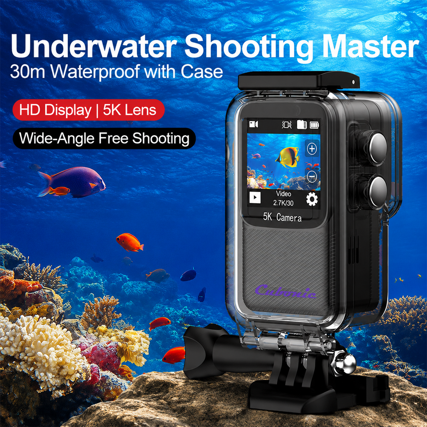 Cubonic MicroX Polaris  5K 30FPS | 20MP Photos | 1.3" IPS Touch Display | WiFi App Control | Waterproof | EIS | 170° Wide Angle Sports & Action Camera