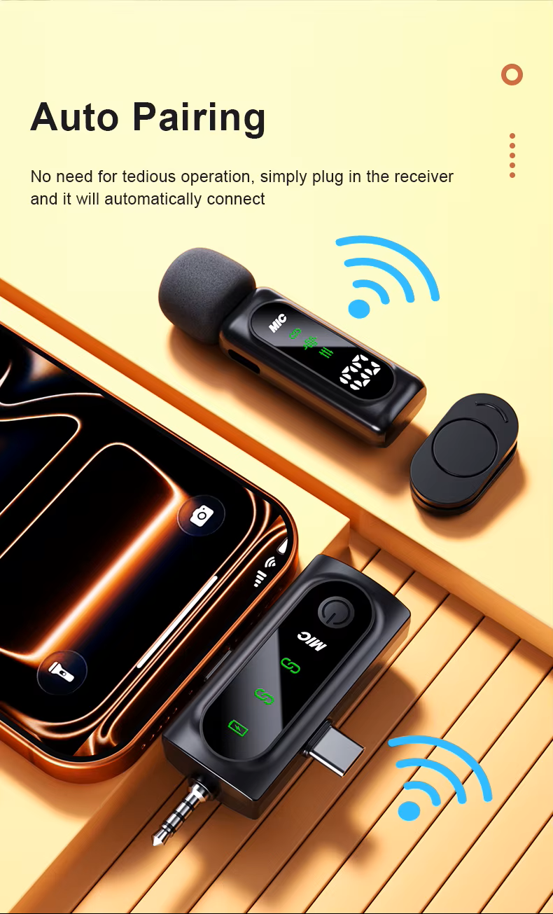 Cubonic T90 Wireless Lavalier Microphone, 4 Mic 1 Receiver, 2.4GHz Wireless Collar Mic with Noise Reduction, OLED Display, Rechargeable, USB Type-C, for iPhone, Android, YouTube, Vlogging & Live Streaming