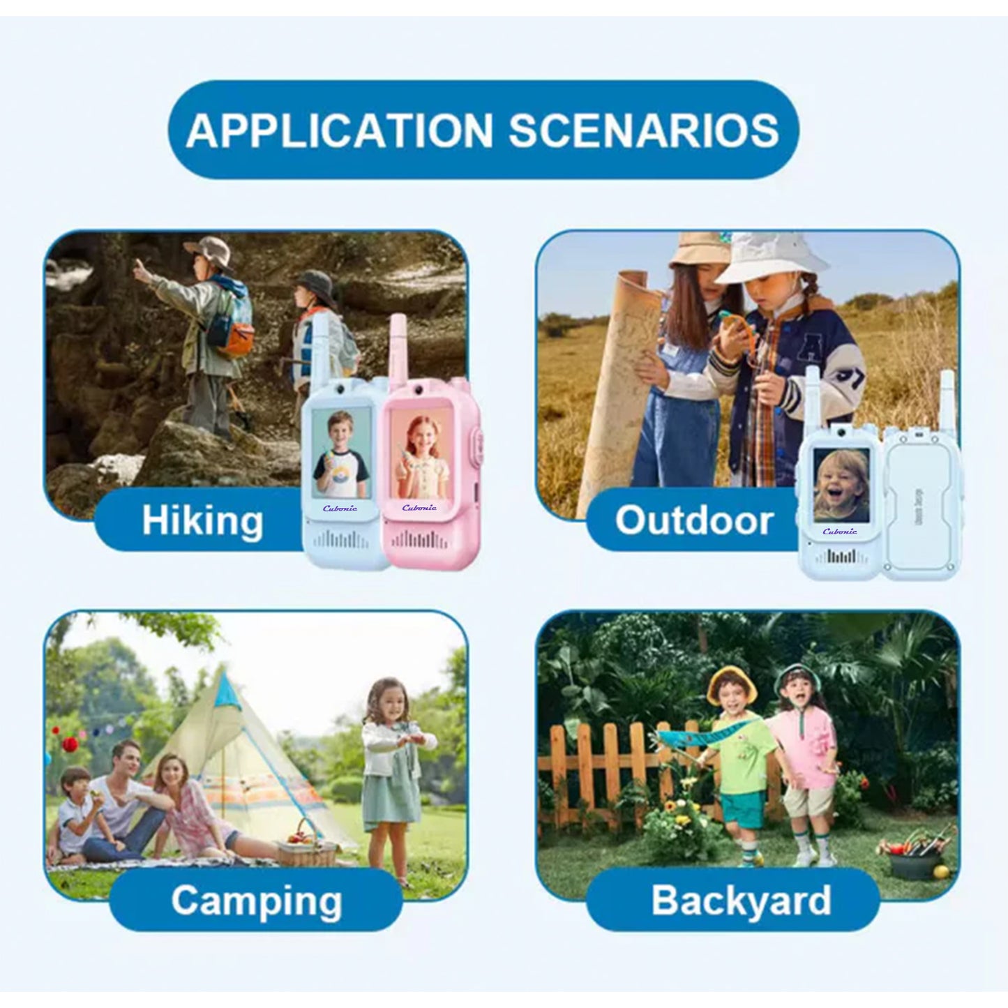 Cubonic Video Walkie Talkies for Kids | HD Camera, Voice Changer & Screen Display 2Pc Combo for Kids