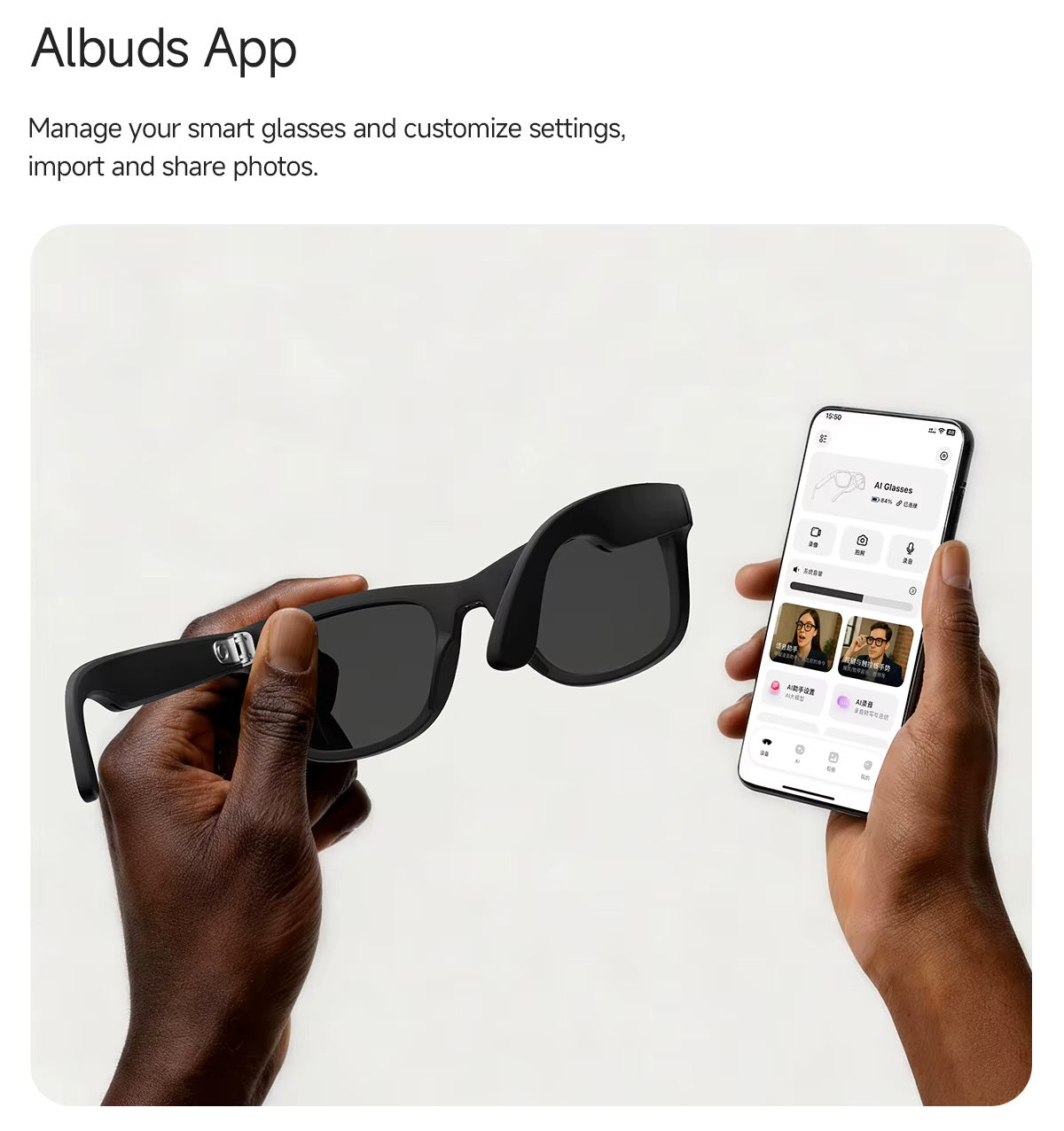 Cubonic AIBuds Smart Glasses with Charging Case 8MP HD Camera-Handsfree Photo & Video,IPX4 Water Resistant