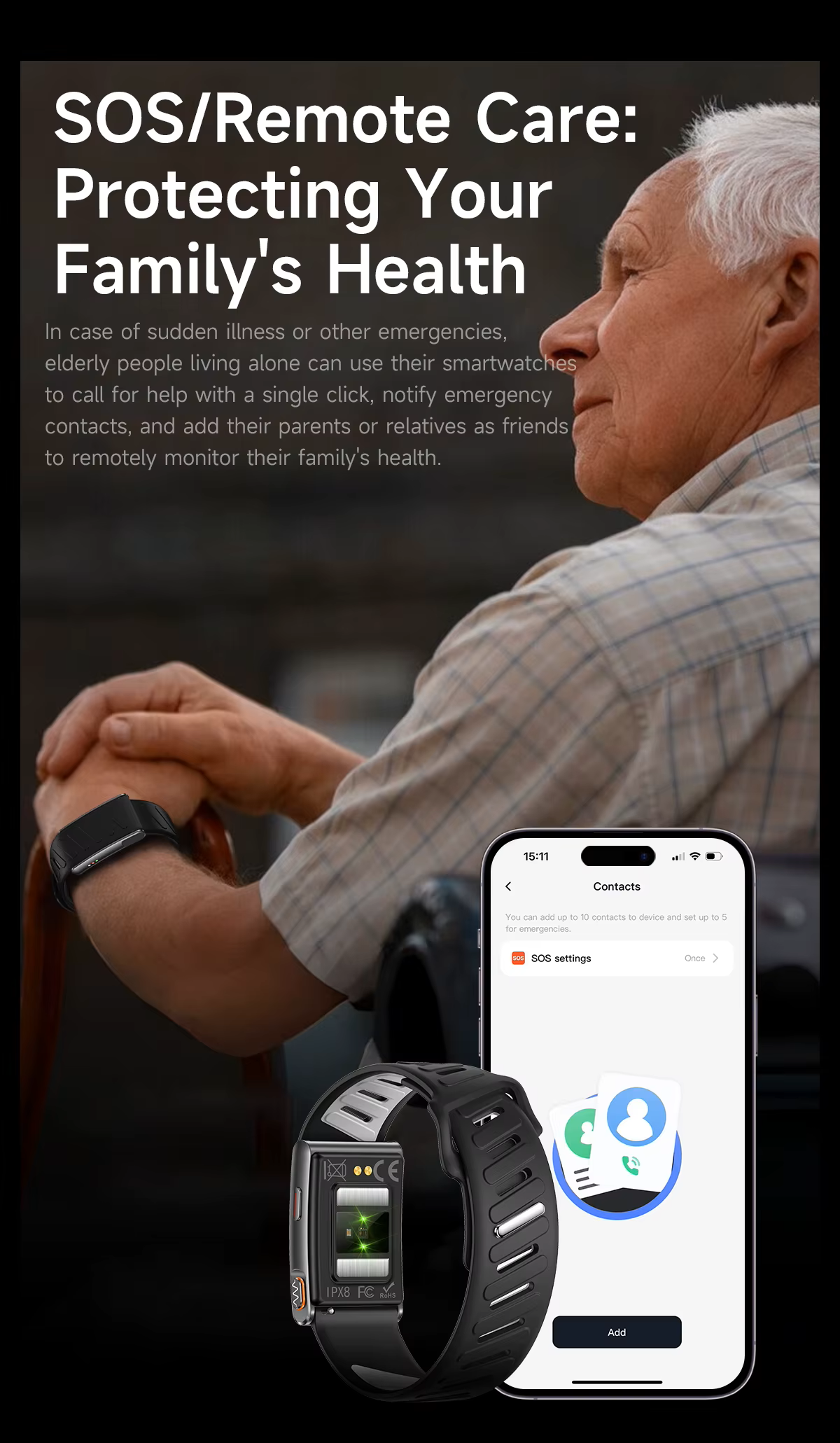 Cubonic Smart Health Bracelet with ECG, Heart Rate, HRV, SpO2, Body Temperature, Body Composition & Sleep Monitoring | 3ATM Waterproof | Up to 60 Days Battery Life