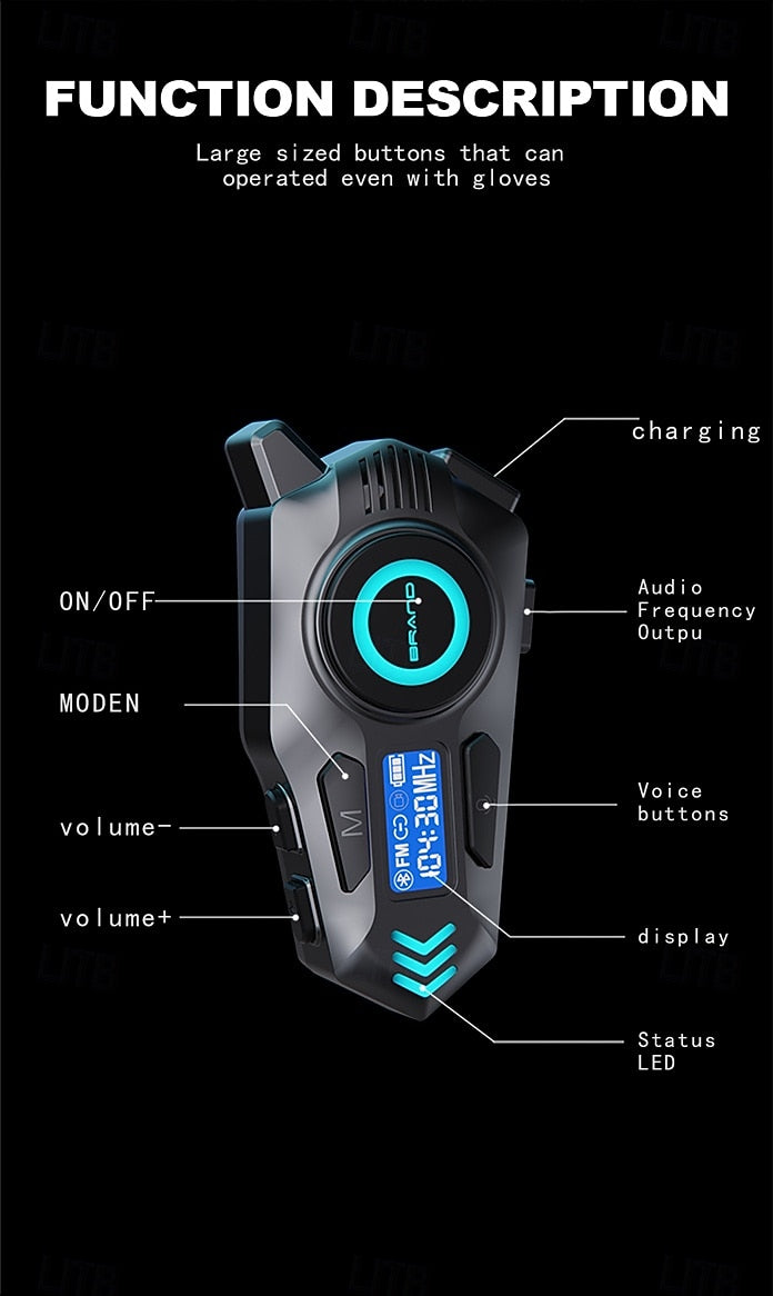Cubonic RideSync K09 Motorcycle Bluetooth Helmet Headset with 500M Intercom, Bluetooth Calling, Music Sharing, FM Radio, HD Display, ENC Noise Reduction & IPX8 Waterproof