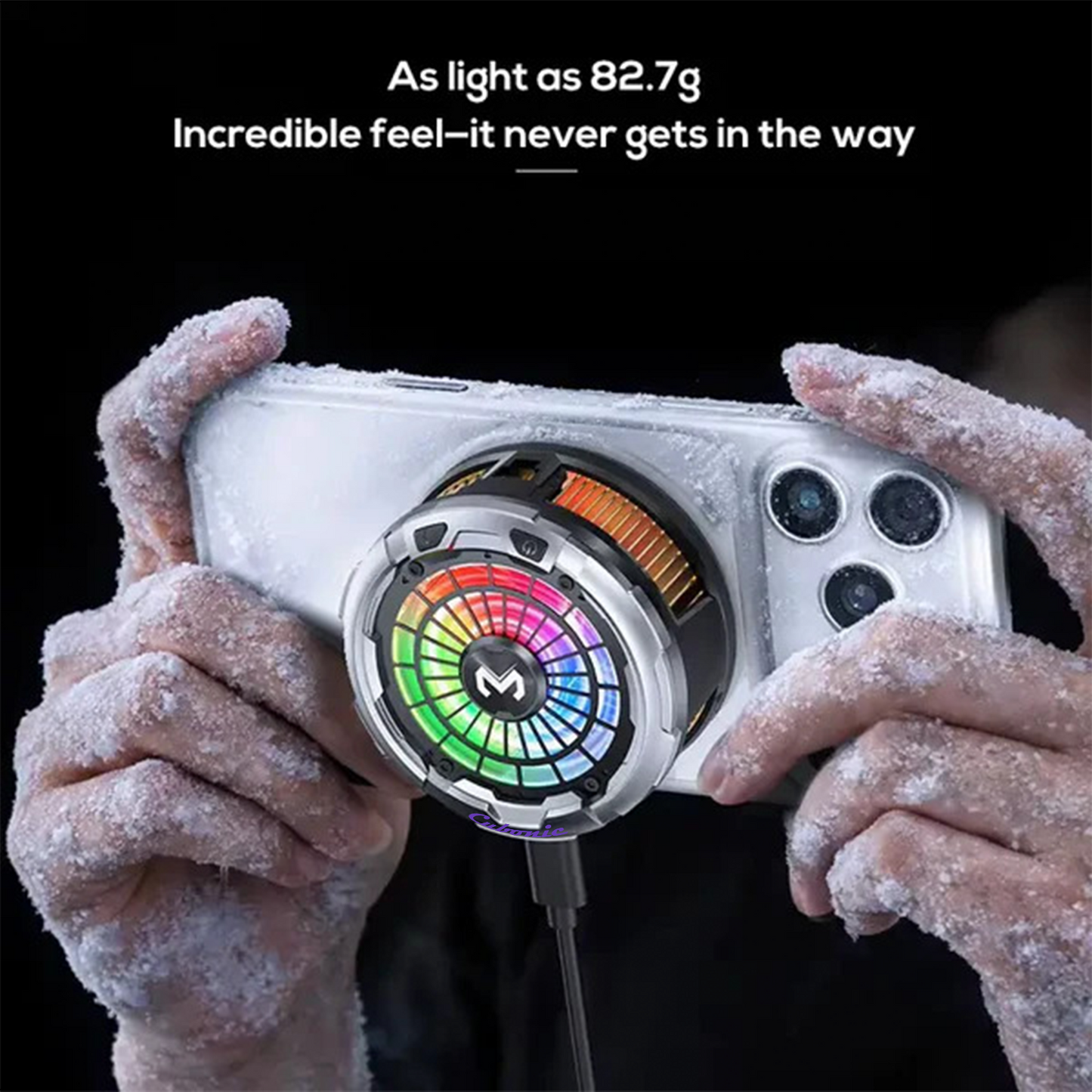 Cubonic CX26 Magnetic Phone Cooler – 30W Semiconductor RGB Cooling Fan with AI Temperature Control for iPhone & Android