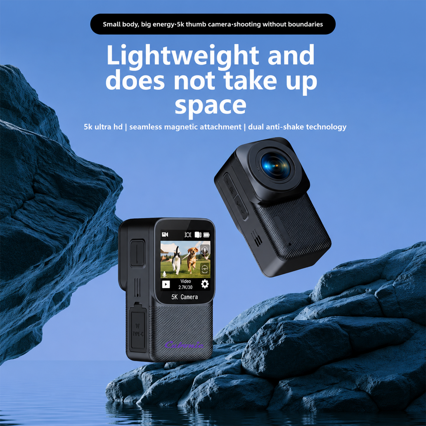 Cubonic MicroX Polaris  5K 30FPS | 20MP Photos | 1.3" IPS Touch Display | WiFi App Control | Waterproof | EIS | 170° Wide Angle Sports & Action Camera
