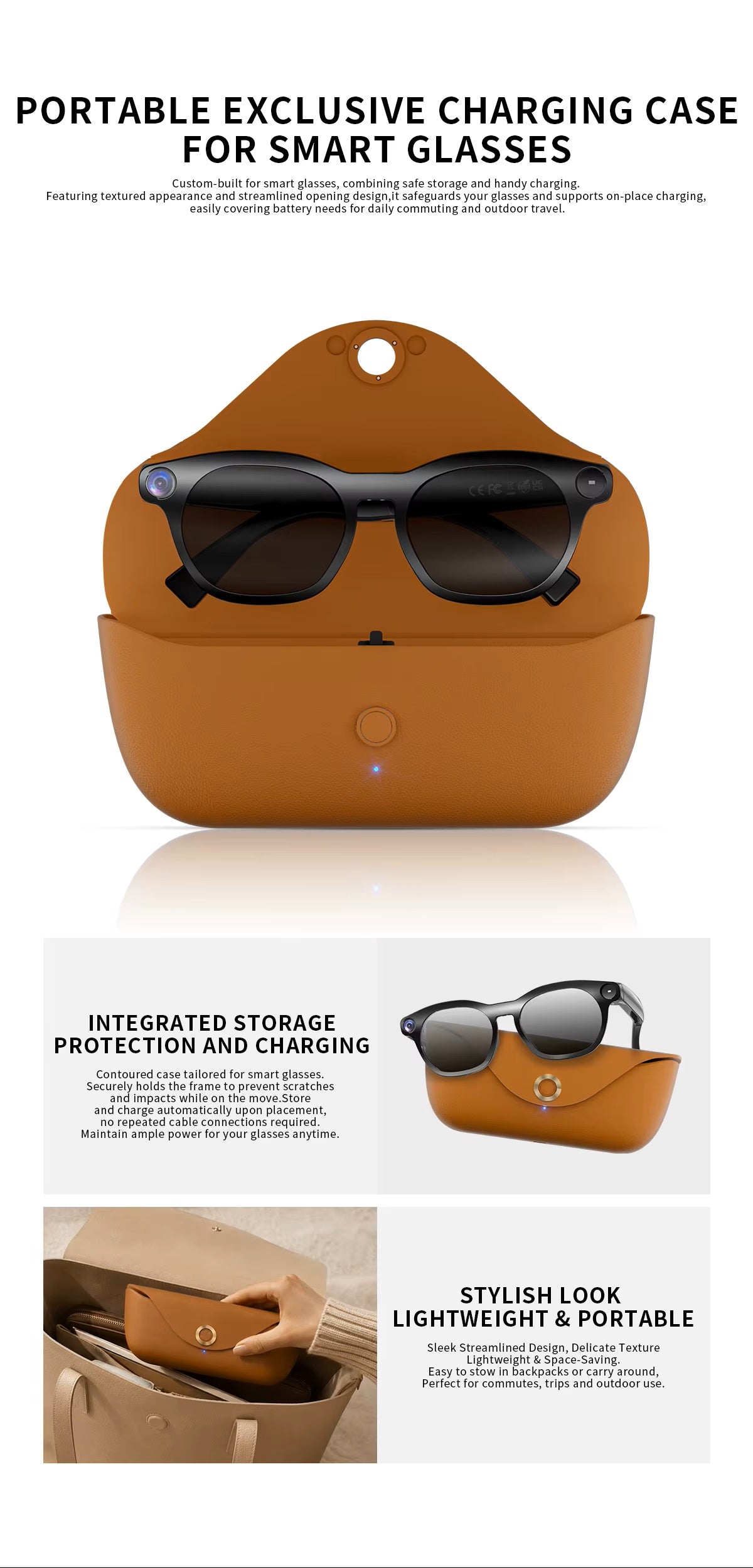 Cubonic AIview Smart AI Camera Glasses with 1080P Camera, Audio & Video Call Translation,2000mah Magnetic Charging Case,