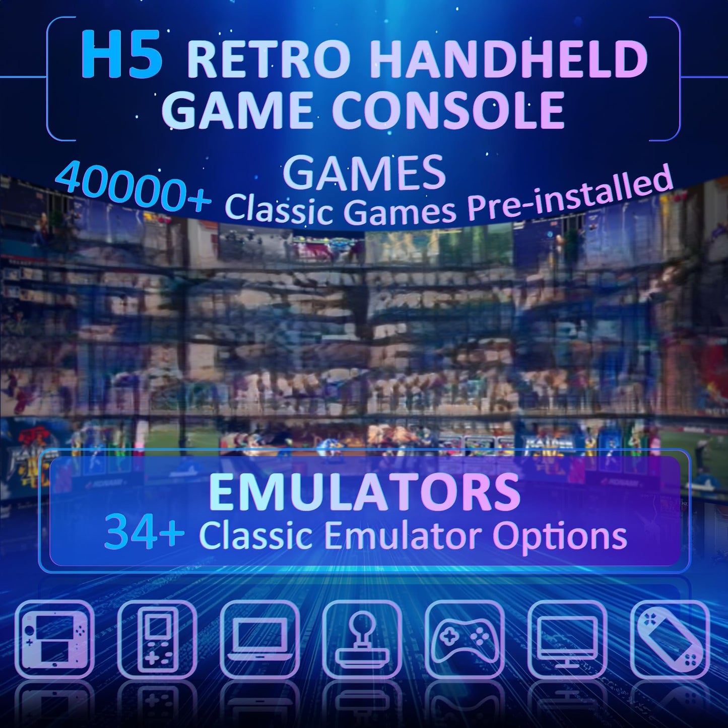 Cubonic SolidPlay H5 Handheld Gaming Console – 5" HD Display, 64GB Storage, 4000mAh Battery, Dual RGB Joysticks, 20,000+ Built-In Retro Games