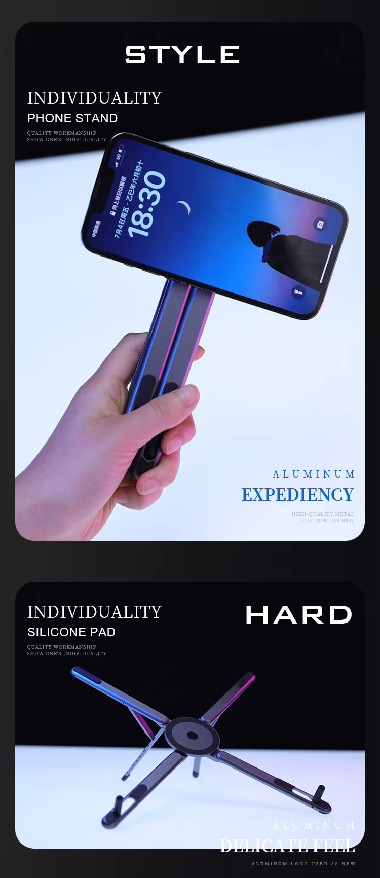 Cubonic Orbit Flex Adjustable Foldable Stand for Mobile Phones & Tablets, Portable Desk Stand