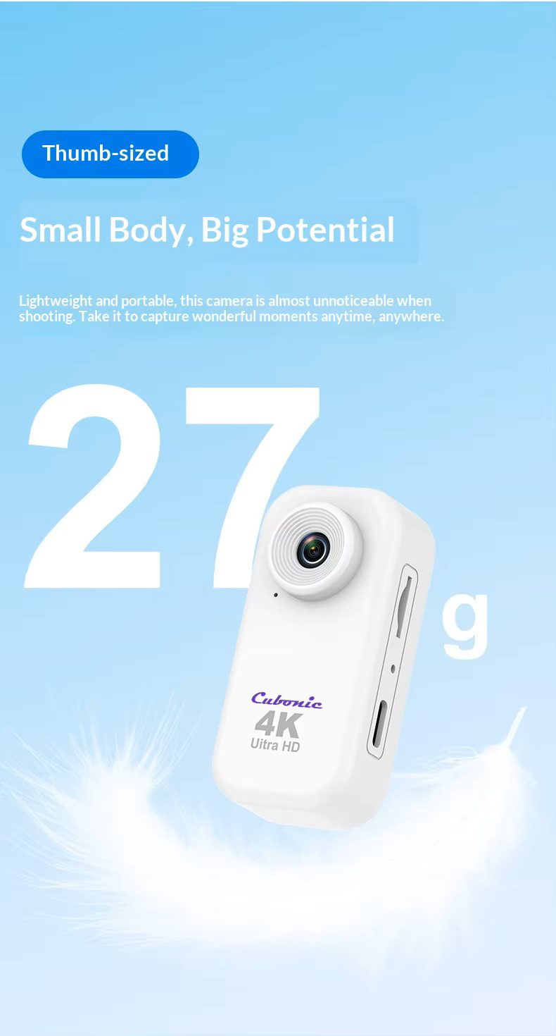 Cubonic 4K SnapCam 1.47 Inch Display Ultra HD Portable Loop Record, H63P Image Sensor, Magnetic Charging Case, 1/4 Universal Tripod Mount Sports and Action Camera