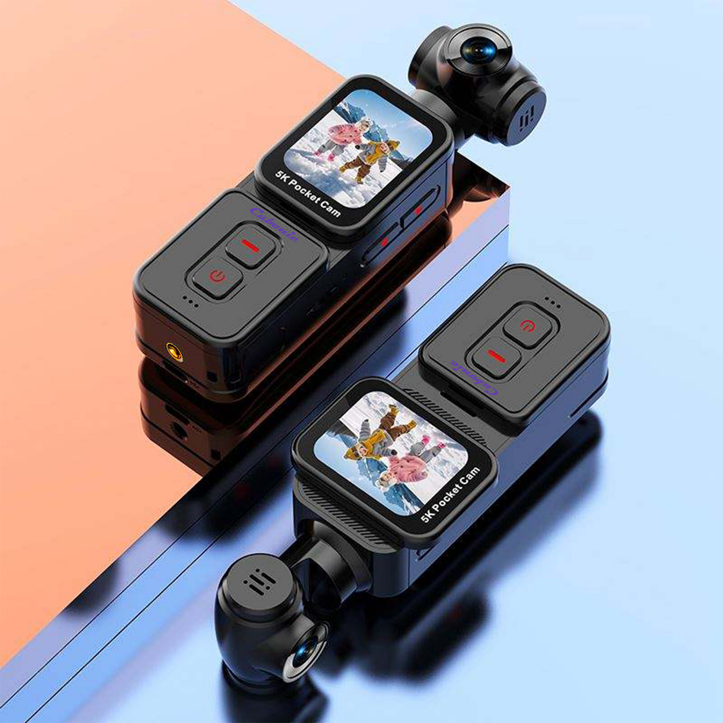 Cubonic 5K Pocket Camera 30FPS, 75MP, 270°Rotatable Lens, 90° Screen Rotation, 1.69 IPS Touch Screen,EIS,90°Screen Rotation, Sports and Action Camera