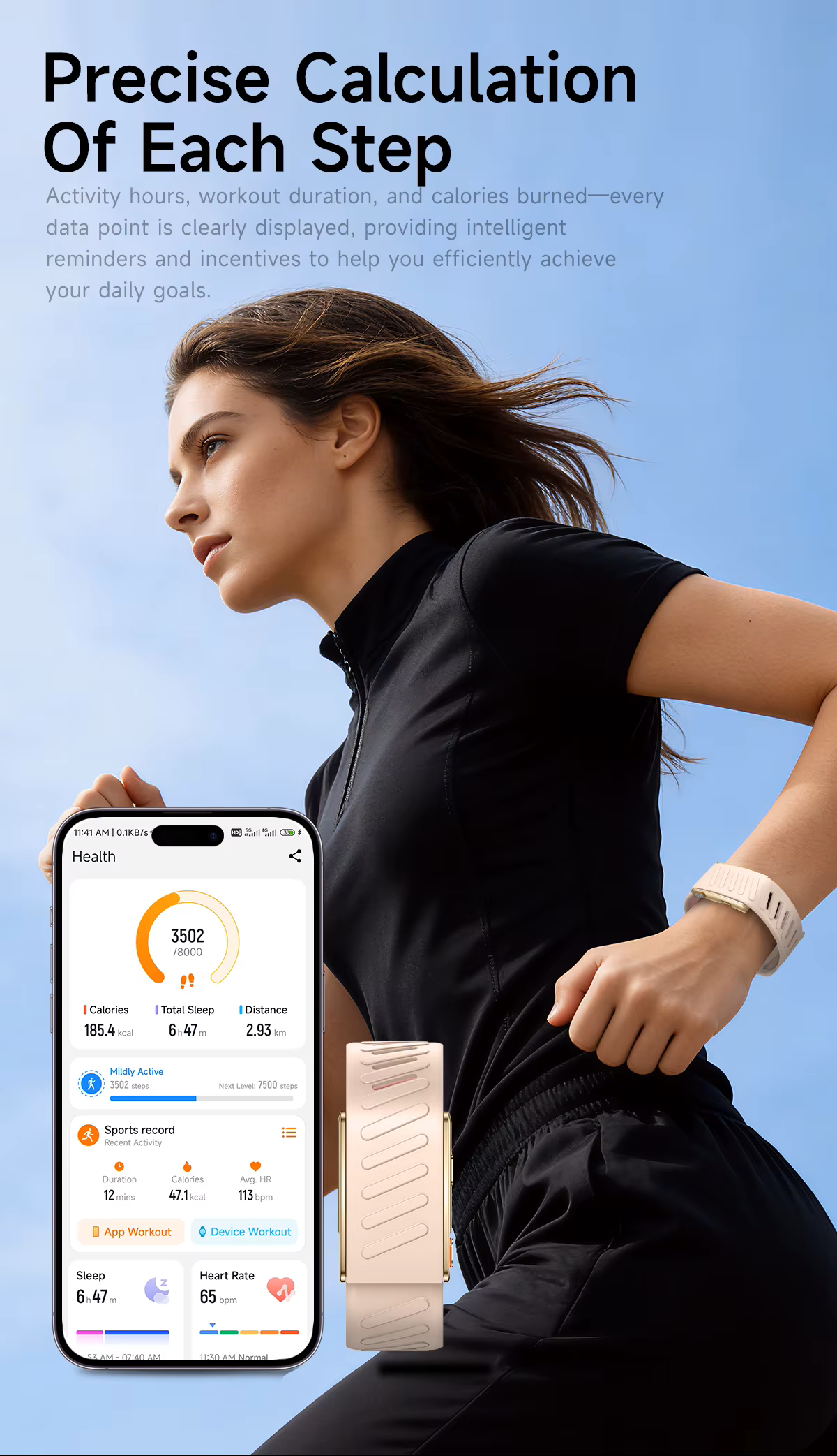 Cubonic Smart Health Bracelet with ECG, Heart Rate, HRV, SpO2, Body Temperature, Body Composition & Sleep Monitoring | 3ATM Waterproof | Up to 60 Days Battery Life
