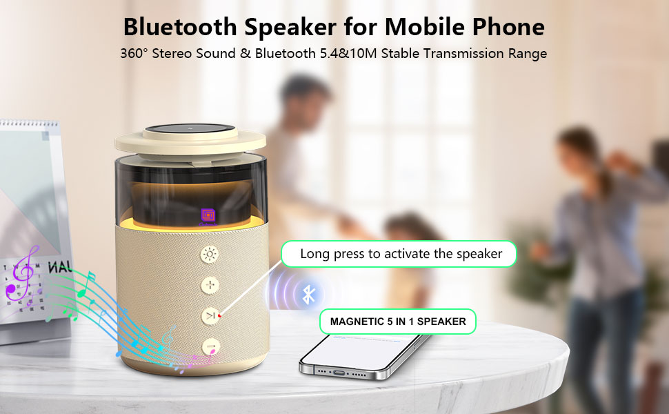 Cubonic HT554 3-in-1 Qi2 Certified Wireless Charger with 15W Fast Charging, Bluetooth Speaker, Auto-Rotation & Foldable Stand – Compatible with iOS & Android