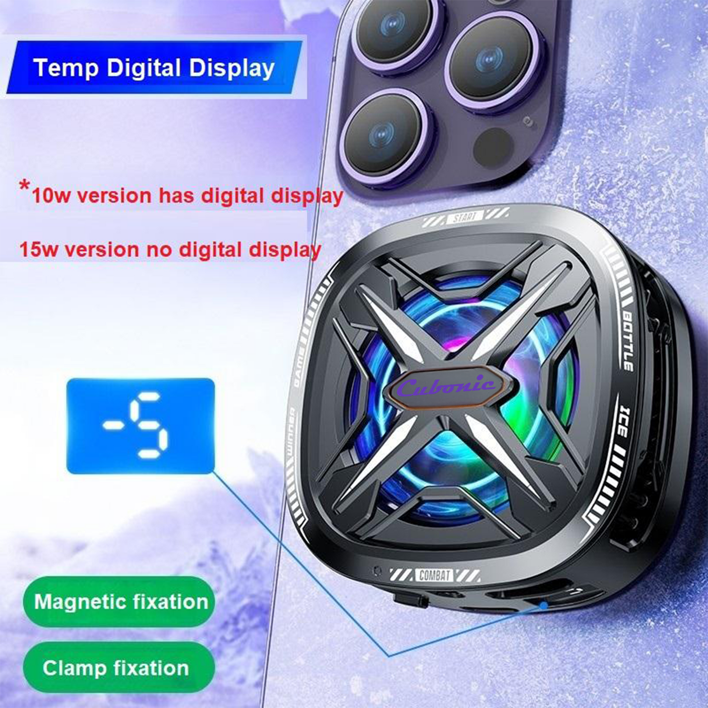 Cubonic FS05 Magnetic 15W Instant Freeze Phone Cooler with Removable Grill for easy cleaning