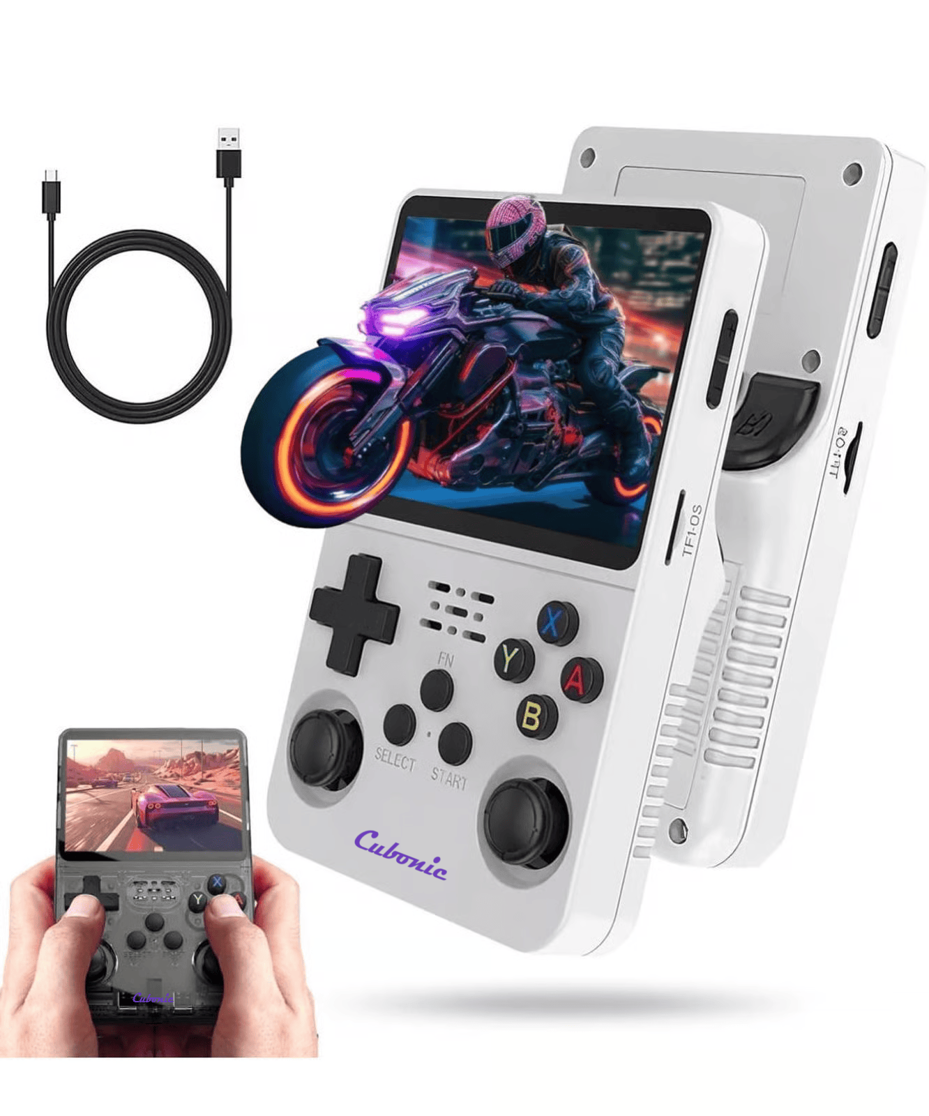 Cubonic Xplore R36S ORIGINAL Dual RAM Chips Handheld Gaming Console with|Dual Analog Stick Control,3.5" HD Display & Expandable Storage Through TF/SD card (OG Model)