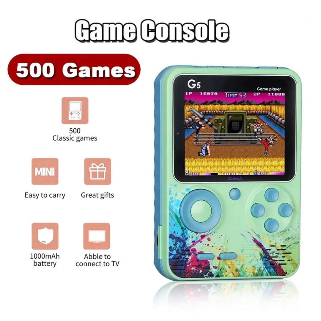 Handheld G5 RetroGame | 3'LCD Screen | 500+ Build-In Games | Long Battery Backup with MicroSD card