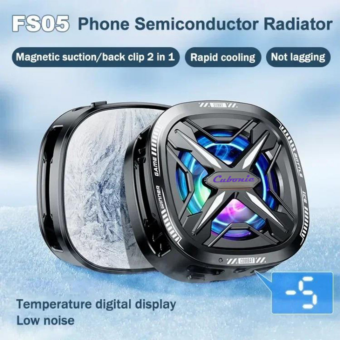 Cubonic FS05 Magnetic 15W Instant Freeze Phone Cooler with Removable Grill for easy cleaning