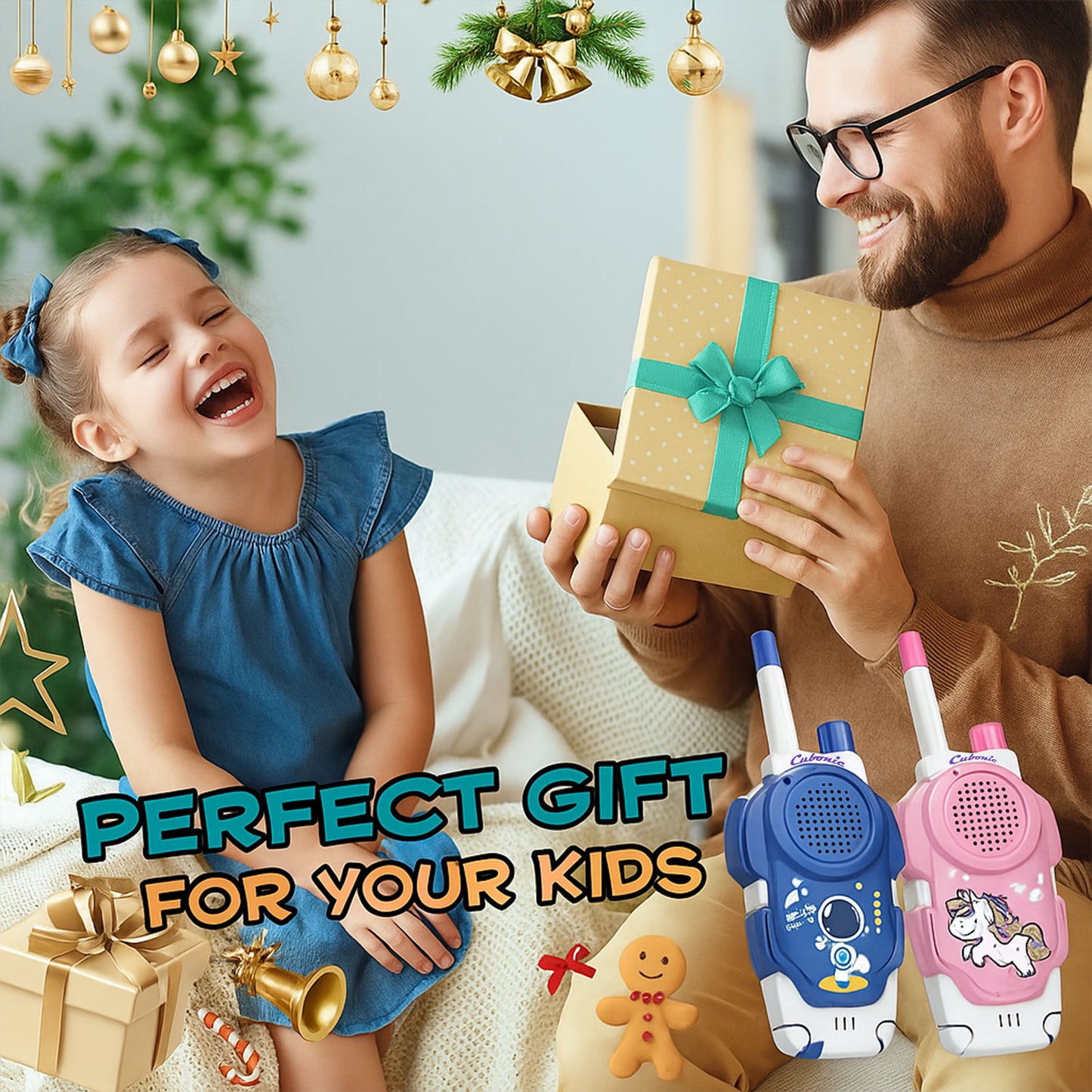 Cubonic Walkie Talkies Electronic for Kids: 2 Pack 2000FT Long Range Coverage - Outdoor Toys for Kids Age 3-12 Camping Hiking Backyard Trips - Birthday Gift for Boys Girls