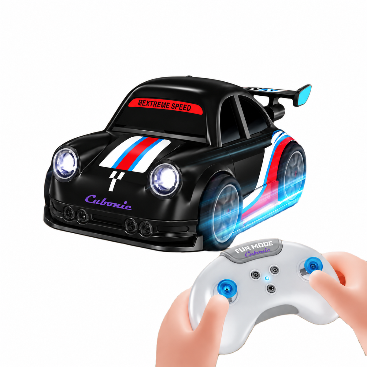 Cubonic Remote Control Intelligent Sensor Drift Car for Kids – 4 Wheel Drive Mini RC Drifting Car with Follow Me, Escape Mode, Music & LED Light Toy Gift for Boys Girls