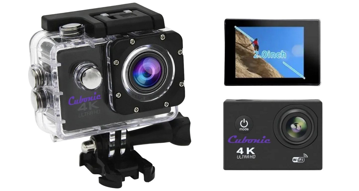 Cubonic 4K HDWaterproof Action Camera- Bright LCD- Perfect for Sports and Adventure