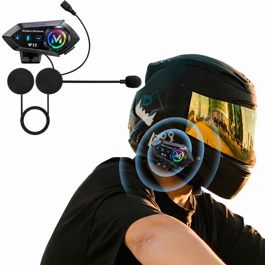 Cubonic RideVibe Y12 Wireless Bluetooth Motorcycle with RGB Lights,Waterproof,Noise Reduction,HD Stereo,FM Radio,Type-C, Hands Free Calling for Riders