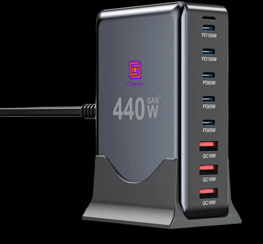 Cubonic USB C Charger Block GaN 440W Charging Station Hub,8 Port Fast Charging Brick with Extension Cord,PD QC PPS 100W Laptop Power Adapter