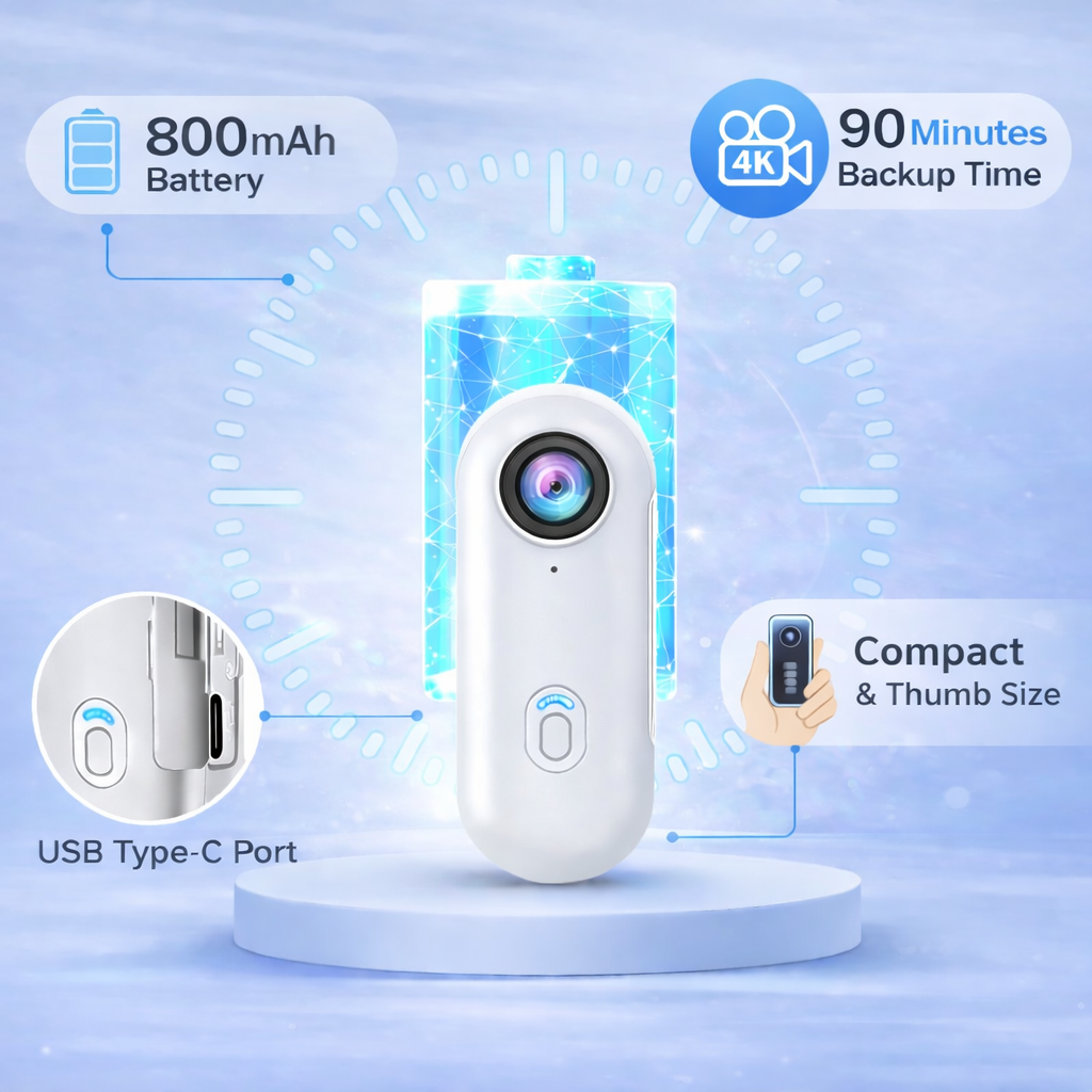 Cubonic Microx 4K Thumb Size Body Camera for Sports & Action|Wifi|App Control|800mah Battery|Upto90min backup|Magnetic Attachment for Indoor/Outdoor