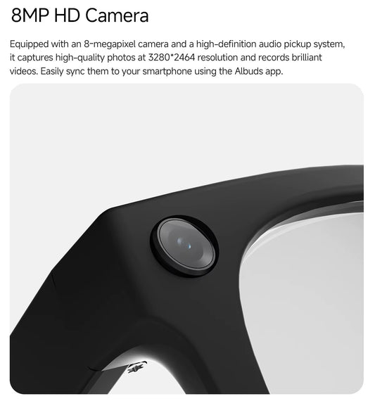 Cubonic AIBuds Smart Glasses with Charging Case 8MP HD Camera-Handsfree Photo & Video,IPX4 Water Resistant