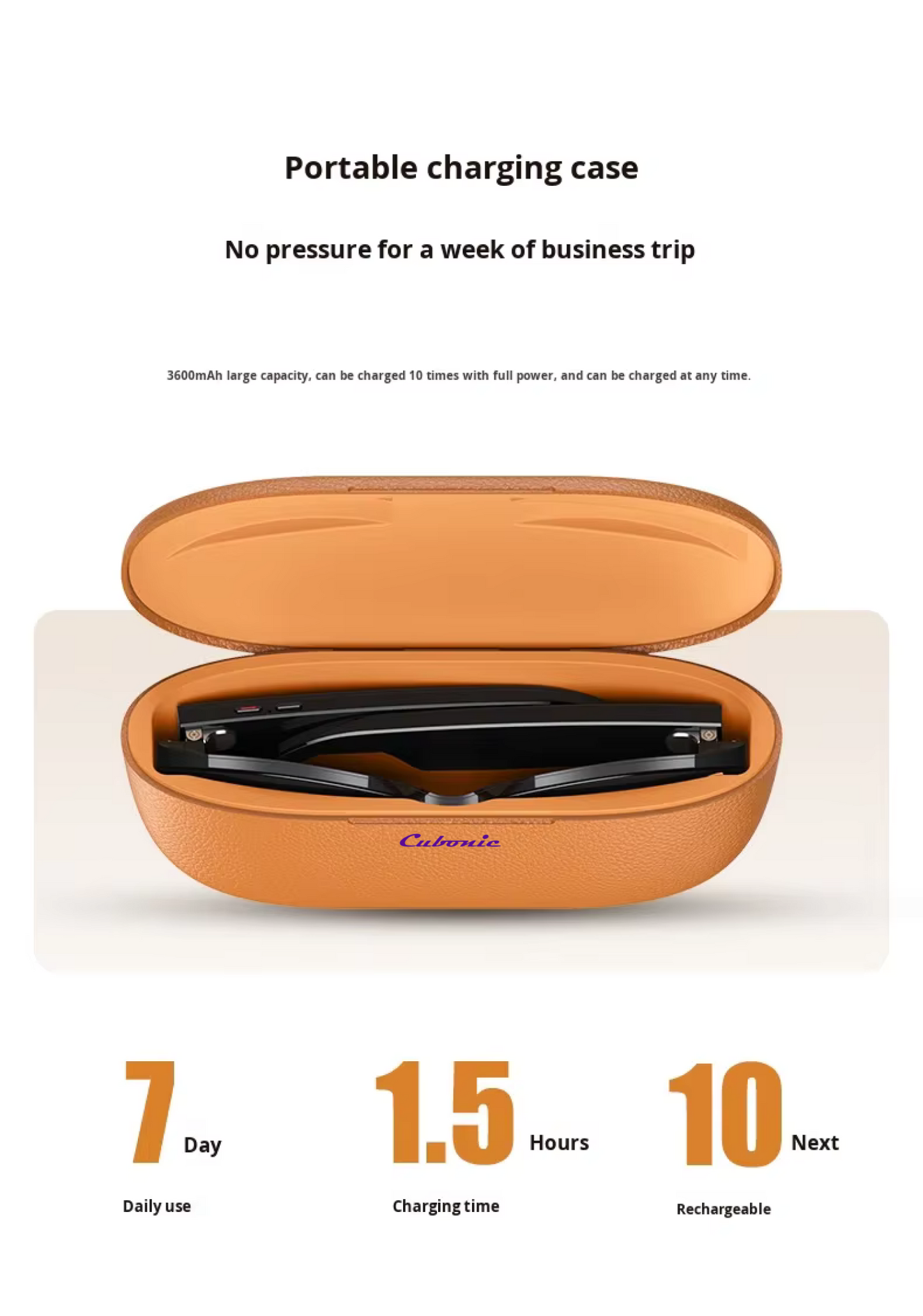 Cubonic AIvion Smart Audio Glasses with 800W Camera, Wi-Fi4, Bluetooth 5.3, 32GB Storage, Real-Time Translation, UV400 Protection, IPX4 Water Resistant, 3600mAh Charging Case