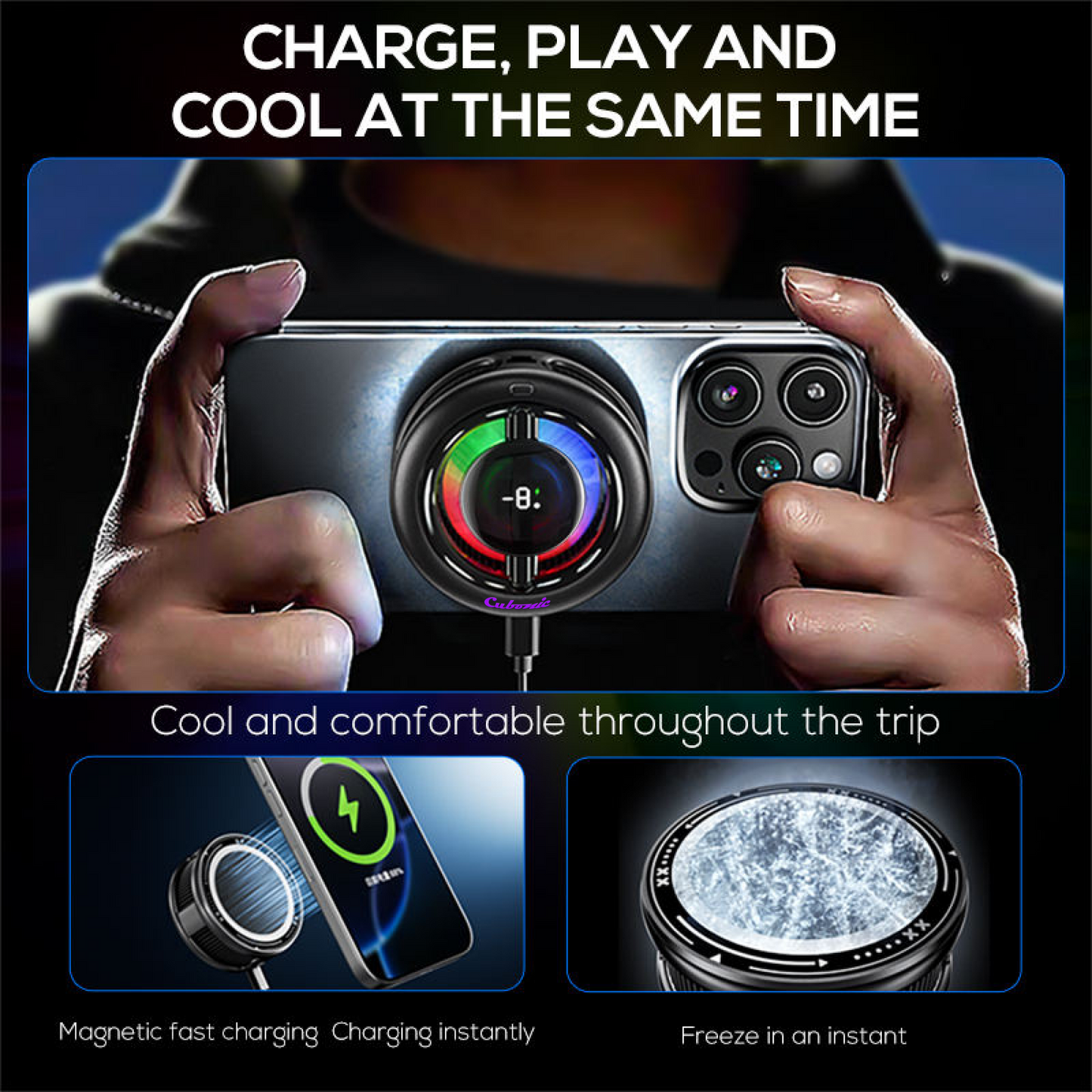 Memo 15W CX19 Mobile Cooler Fan with Wireless Charging