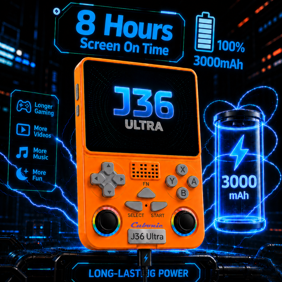Xplore J36 Ultra Handheld Gaming Console YouTube Support 3.5"Display,Dual RGB Joystick 3000mAh Battery, WiFi & Bluetooth,Online Multiplayer